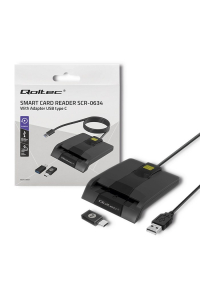 Obrázok pre Qoltec 50634Inteligentní čtečka čipových karet Smart ID SCR-0634 | USB typ C