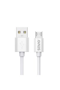 Obrázok pre USB kabel 3 m USB 2.0, USB  A  - Micro USB Bílá SAVIO CL-167