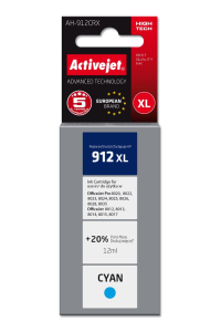 Obrázok pre Activejet AH-912CRX inkoust pro tiskárny HP, Náhradní inkoust HP 912XL 3YL81AE; Premium; 990 stran; modrý