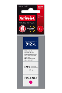 Obrázok pre Activejet AH-912MRX inkoust pro tiskárny HP, Náhradní inkoust HP 912XL 3YL82AE; Premium; 990 stran; fialový