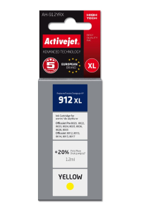Obrázok pre Activejet AH-912YRX inkoust pro tiskárny HP, Náhradní inkoust HP 912XL 3YL83AE; Premium; 990 stran; žlutý
