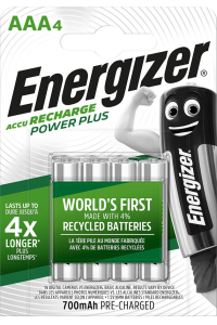 Obrázok pre Nabíjecí baterie Energizer Accu Recharge Power Plus 700 mAh AAA HR3/4, 4 kusy