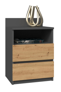 Obrázok pre Topeshop M1 ANTRACYT/ARTISAN noční stolek 2 zásuvka/zásuvek Dub