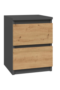 Obrázok pre Topeshop M2 ANTRACYT/ARTISAN noční stolek 2 zásuvka/zásuvek Antracit, Dub, Dřevo