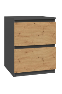 Obrázok pre Topeshop W2 ANTRACYT/ARTISAN noční stolek 2 zásuvka/zásuvek Antracit, Dub