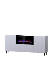 Komoda PAFOS s elektrickým krbem 180x42x82 cm bílá matná Obrázok pre Komoda PAFOS s elektrickým krbem 180x42x82 cm bílá matná