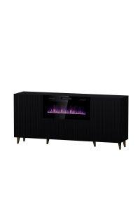 Komoda PAFOS s elektrickým krbem 180x42x82 cm matná černá Obrázok pre Komoda PAFOS s elektrickým krbem 180x42x82 cm matná černá