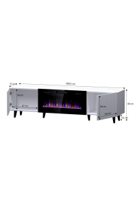 Obrázok pre RTV skříň PAFOS EF s elektrickým krbem 180x42x49 černá matná