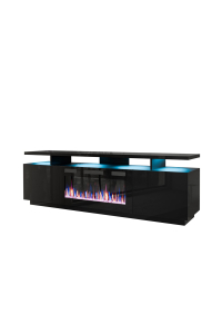 Obrázok pre Skříňka RTV EVA s elektrickým krbem 180x40x52 cm černá/lesklá černá