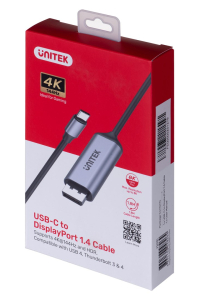 UNITEK ADAPTÉR USB-C, DISPLAYPORT 1.4, 8K@60HZ, 1,8M, V1423C Obrázok pre UNITEK ADAPTÉR USB-C, DISPLAYPORT 1.4, 8K@60HZ, 1,8M, V1423C