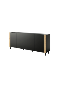 Obrázok pre Komoda FARO 200x42x82 matná černá + dub craft