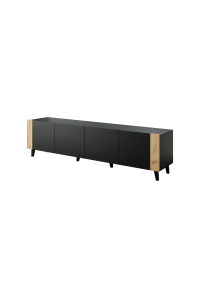TV skříň FARO 200x42x52 černá matná + dub craft Obrázok pre TV skříň FARO 200x42x52 černá matná + dub craft