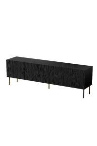 Skříň RTV JUNGLE 190x40,5x59,5 černá matná + zlaté nohy Obrázok pre Skříň RTV JUNGLE 190x40,5x59,5 černá matná + zlaté nohy