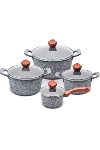 Obrázok pre PROMIS Sada hrnců GRANITE, rendlík 16 cm, hrnce 20,24,28 hnědé rukojeti
