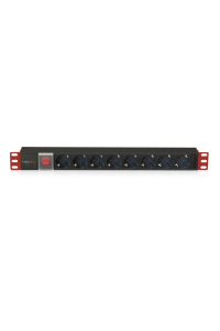 Techly I-CASE STRIP-81UD napěťová distribuční jednotka (PDU) 8 AC zásuvky / AC zásuvek 1U Černá, Červená Obrázok pre Techly I-CASE STRIP-81UD napěťová distribuční jednotka (PDU) 8 AC zásuvky / AC zásuvek 1U Černá, Červená
