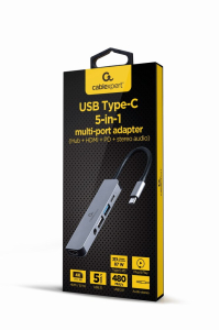Obrázok pre Gembird A-CM-COMBO5-02 dokovací stanice/replikátor portů Kabel USB 3.2 Gen 1 (3.1 Gen 1) Type-C Stříbrná