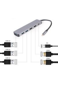 Gembird A-CM-COMBO3-03 USB Type-C 3-v-1 multiportový adaptér (Hub + HDMI + PD) Obrázok pre Gembird A-CM-COMBO3-03 USB Type-C 3-v-1 multiportový adaptér (Hub + HDMI + PD)