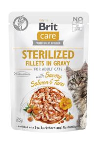 Obrázok pre BRIT Care Cat Sterilized Salmon&Tuna Pouch - mokré krmivo pro kočky - 85 g
