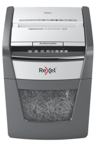 Rexel Optimum AutoFeed+ 50X skartovačka Příčné skartování 55 dB 22 cm Černá, Šedá Obrázok pre Rexel Optimum AutoFeed+ 50X skartovačka Příčné skartování 55 dB 22 cm Černá, Šedá