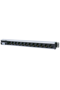 Intellinet 711449 napěťová distribuční jednotka (PDU) 12 AC zásuvky / AC zásuvek Černá, Šedá Obrázok pre Intellinet 711449 napěťová distribuční jednotka (PDU) 12 AC zásuvky / AC zásuvek Černá, Šedá