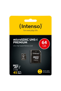 Obrázok pre INTENSO Micro SDXC Karta 64GB CL10, UHS-1 PREMIUM + Adaptér