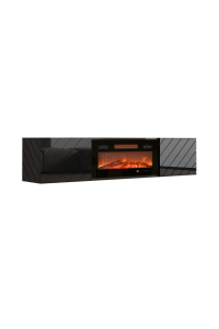 Skříň RTV LUXE 182,6x34,5x37,5 černá/černý lesk + černý krb Obrázok pre Skříň RTV LUXE 182,6x34,5x37,5 černá/černý lesk + černý krb
