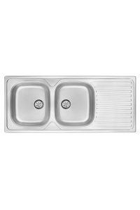 2-bowl steel sink with drainer Obrázok pre 2-bowl steel sink with drainer