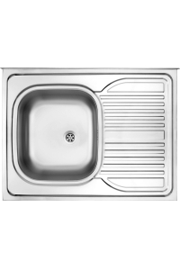 1-bowl steel sink with drainer on the right side - overlay Obrázok pre 1-bowl steel sink with drainer on the right side - overlay