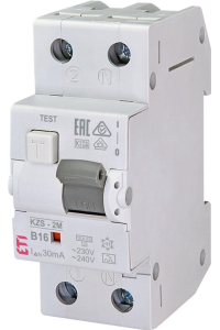 RCD Switch B 16A 1P+N 2M 30MA A 10KA Obrázok pre RCD Switch B 16A 1P+N 2M 30MA A 10KA