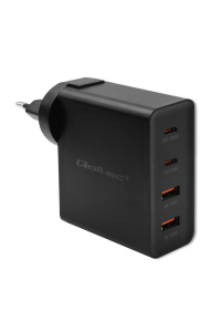 Obrázok pre Qoltec GaN POWER PRO Charger | 2xUSB-C | 2xUSB | 130W | 5-20V | 1.5-5A | XP | Black
