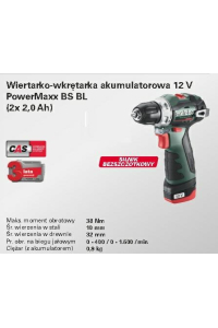 METABO WIERTARKO-WKRĘTARKA 12V 38Nm 2x2,0Ah BS BL 12 Obrázok pre METABO WIERTARKO-WKRĘTARKA 12V 38Nm 2x2,0Ah BS BL 12