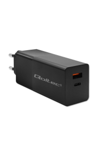 Qoltec 52382 Nabíječka GaN POWER PRO | 1xUSB typ C | 1xUSB A | 100W | 5-20V | 1,5-5A | PD | Černá Obrázok pre Qoltec 52382 Nabíječka GaN POWER PRO | 1xUSB typ C | 1xUSB A | 100W | 5-20V | 1,5-5A | PD | Černá
