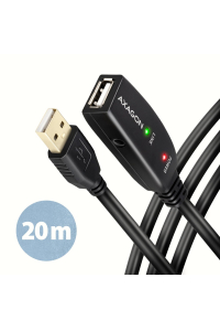 Obrázok pre Axagon ADR-220 USB 2.0 A-M -> A-F active extension/repeater cable 20m - Kabel - Digital/Daten USB kabel USB A 0,48 Gbit/s Černá
