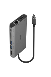 Lindy 43323 dokovací stanice/replikátor portů Kabel USB 3.2 Gen 1 (3.1 Gen 1) Type-C Černá, Šedá Obrázok pre Lindy 43323 dokovací stanice/replikátor portů Kabel USB 3.2 Gen 1 (3.1 Gen 1) Type-C Černá, Šedá