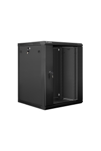 Lanberg wall-mounted installation rack cabinet 19'' 15U 600x600mm black (glass door) Obrázok pre Lanberg wall-mounted installation rack cabinet 19'' 15U 600x600mm black (glass door)