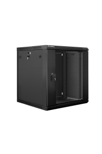 Lanberg 19'' nástěnná instalační skříň 12U 600x600mm černá (skleněné dveře) Obrázok pre Lanberg 19'' nástěnná instalační skříň 12U 600x600mm černá (skleněné dveře)