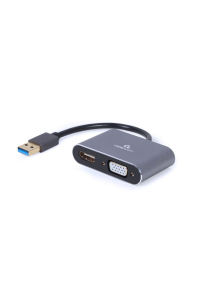 Gembird A-USB3-HDMIVGA-01 USB grafický adaptér 3840 x 2160 px Šedá Obrázok pre Gembird A-USB3-HDMIVGA-01 USB grafický adaptér 3840 x 2160 px Šedá