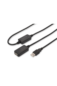 Digitus DA-73102 USB kabel USB 2.0 20 m USB A 0,48 Gbit/s Černá Obrázok pre Digitus DA-73102 USB kabel USB 2.0 20 m USB A 0,48 Gbit/s Černá
