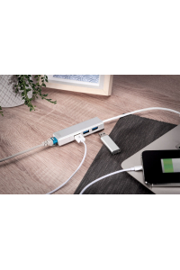 Obrázok pre Digitus DA-70250-1 dokovací stanice/replikátor portů USB 3.2 Gen 1 (3.1 Gen 1) Type-A Stříbrná, Bílá