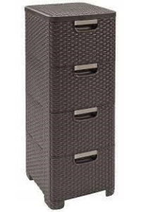 CURVER BOOKCASE WITH 4 DRAWERS 4x14L /DARK BROWN Obrázok pre CURVER BOOKCASE WITH 4 DRAWERS 4x14L /DARK BROWN