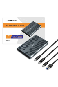 Qoltec 52273 Kryt pro disk M.2 SSD | SATA | NVMe | USB-C | DUAL 2 x 2 TB Obrázok pre Qoltec 52273 Kryt pro disk M.2 SSD | SATA | NVMe | USB-C | DUAL 2 x 2 TB