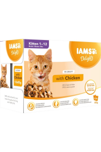Obrázok pre IAMS Delights Kitten Chicken in gravy - mokré krmivo pro kočky - 12 x 85g