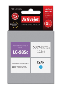 Obrázok pre Activejet Inkoust AB-985CN (náhradní inkoust Brother LC985C; Supreme; 19,5 ml; modrý)