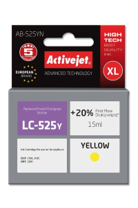 Obrázok pre Activejet Inkoust AB-525YN (náhradní inkoust Brother LC525Y; Supreme; 15 ml; žlutý)