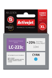 Obrázok pre Activejet Inkoust AB-223CN (náhrada za Brother LC223C; Supreme; 10 ml; modrý)