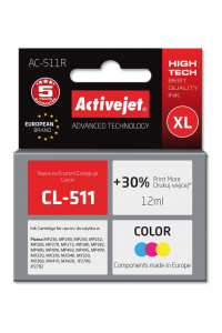 Activejet Inkoust AC-511R (náhrada za Canon CL-511; Premium; 12 ml; barevný) Obrázok pre Activejet Inkoust AC-511R (náhrada za Canon CL-511; Premium; 12 ml; barevný)