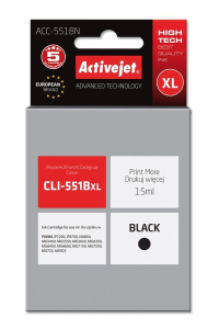 Activejet Inkoust ACC-551BN (náhradní inkoust Canon CLI-551BK; Supreme; 15 ml; černý) Obrázok pre Activejet Inkoust ACC-551BN (náhradní inkoust Canon CLI-551BK; Supreme; 15 ml; černý)