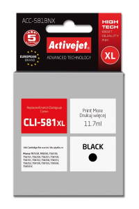 Obrázok pre Activejet Inkoust ACC-581BNX (náhradní inkoust CLI-581Bk XL; Supreme; 11,70 ml; černý)