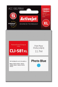 Activejet Inkoust ACC-581PBNX (náhrada za CLI-581PB XL; Supreme; 11,70 ml; fotografická modrá) Obrázok pre Activejet Inkoust ACC-581PBNX (náhrada za CLI-581PB XL; Supreme; 11,70 ml; fotografická modrá)