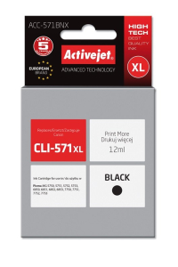 Activejet Inkoust ACC-571BNX (náhradní inkoust Canon CLI-571Bk XL; Supreme; 12 ml; černý) Obrázok pre Activejet Inkoust ACC-571BNX (náhradní inkoust Canon CLI-571Bk XL; Supreme; 12 ml; černý)
